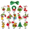 Novo Produto Transfronteiriço Tema Natal Grinch Festa Enfeites Pendurados Enfeites Pendentes para Árvore de Natal Pendurado de Natal