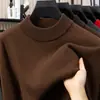 Suéter grueso 100% lana pura para hombre, nuevo de otoño e invierno 2026, camisa base cálida de estilo casual de negocios, suéter para hombre