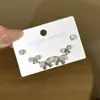 Set de Pendientes de Tres Pares con Lazos de Diamantes Brillantes, Exquisito y Sencillo, Clavos de Plata Únicos, Dulce y Lindo, Pendientes Versátiles para Niñas