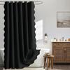 Cortinas de Chuveiro de Cor Sólida de Linho Sintético com Borda Ondulada Preta, Cortinas Impermeáveis para Banheiro e Cortinas Divisórias de Banheiro - Modelos Transfronteiriços Novos Cuidadosamente Selecionados