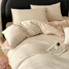 Conjunto de cama jacquard de algodão puro 60s de fibra longa de Xinjiang, tecido grosso, quatro peças, com toque de luxo leve, incluindo capa de edredom e lençol de baixo