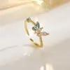 Anillo de Zirconia Microincrustada Estilo Ins Japonés y Coreano Nicho Celebridad de Internet Lujo Ligero Gama Alta Simple Doble Capa Abierto Anillo para Dedo Índice para Mujeres