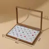 Caja de exhibición de anillo a prueba de polvo de 100 bits con tapa caja de almacenamiento de pendientes pendientes caja de almacenamiento de anillos estante de exhibición