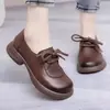 Zapatos de mujer de piel con cordones, nueva colección otoño 2026, suela gruesa, suela blanda, mocasines cómodos y versátiles para mujeres de mediana edad y mayores