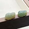 Fornecimento Direto de Pingentes de Pixiu de Jade Natural de Qinghai Hetian para Colares Artesanais DIY, Pingentes de Pixiu Tridimensionais com Furo, Atacado