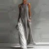 2026 Nuevo Modelo Estación Independiente Transfronteriza Moda Femenina Europea y Americana Sin Mangas Holgado Bolsillo Bloque de Color Casual Vestido Hombros Descubiertos