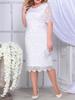 Vestido de talla grande de Primavera y Verano transfronterizo para Mujer, Encaje Bordado Soluble en Agua, Falda Lápiz Ajustada, Vestido de Fiesta Blanco