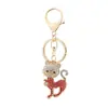 Llavero de Metal de Gatito Lindo, Llavero Creativo de Coche Incrustado con Diamantes, Colgante para Bolso, Regalo de Vacaciones al por Mayor