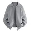 Otoño Invierno 2026 Nuevo Suéter Abrigo de Punto Simple con Solapa y Doble Cremallera para Hombre Talla Grande Moda Casual