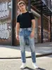 Comércio Exterior Transfronteiriço Amazon Ebay Calça Jeans Slim Reta Floco de Neve Masculina Estilo Europeu e Americano Jeans Slim Fit