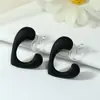 Pendientes Sencillos con Forma de Corazón Hueco y Forma de C, Accesorios para Orejas de Acrílico Mate de Colores, Versátiles para el Trayecto Diario, Disponibles tanto en Clavos como en Clips para Orejas