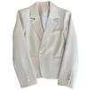 Chaqueta de Traje Corta Blanco Cremoso para Mujer 2023 Primavera y Otoño Nuevo Diosa Fan Traje Pequeño Casual de Alta Gama