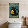 Decoración de pared para baño de comercio exterior, letrero divertido de hierro forjado envejecido, bañera divertida, gato negro, mapache, pintura de hojalata