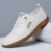 Zapatos Casuales de Cuero Transpirables de Suela Blanda, Estilo Nuevo Primavera y Verano 2025, Zapatos Blancos de Conducir para Hombre, Modernos y Versátiles