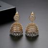 Pendientes de campana de la industria pesada Jinse, pendientes de cobre con microincrustaciones de circonita, pendientes vintage con personalidad, borlas y perlas.