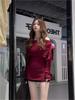 Chica Sexy Caliente Chanel Otoño Hombro Descubierto Lazo Punto Camiseta Manga Larga Ajustada Hombros Descubiertos Top Elegante