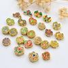 Antiguo oro gota quemador de aceite azul cuentas de la suerte calado flor rica cuentas partidas pulsera con cuentas pulsera accesorios de oro arena