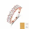 Anillo de plata de ley S925 con moissanita, anillo de medio círculo cerrado completo de moissanita baguette y marquesa, anillo de plata de ley para mujer, en stock