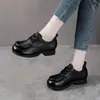 Mocasines Artesanales Retro de Cuero Suave para Mujer 2026 Otoño Nuevos con Cordones Punta Redonda Planos de Boca Profunda Zapatos Casuales para Madre