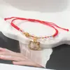 Pulsera de Cuerda Roja con Amuletos de Trébol, Mariposa y Cristales, Pulsera Tejida Ajustable para Parejas y Estudiantes, Joyería de Año de Nacimiento