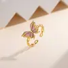 Anillo de Encaje de Mariposa Sueño Hermoso de Color Esmaltado Diseño de Nicho Apertura Hueca Estilo de Corte Anillo de Moda Versátil