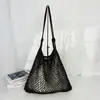 Bolsa de Palha Simples Tecida Vazada Transfronteiriça Novo Estilo Bolsa de Férias na Praia Grande Capacidade Bolsa de Rede Bolsa Tote de Ombro Único Venda Direta no Atacado