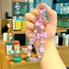 Nova Boneca de Desenho Animado Fofa Corrente de Celular Pintada à Mão Chaveiro de Miçangas Pingente Corrente de Miçangas para Bolsa Acessório Decoração de Celular