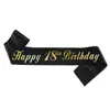 Tela de Satén Transfronteriza Europea y Americana Estampado en Caliente con Palabras Fiesta de Cumpleaños Correas para el Hombro Correas de Edad Cintas de Letras Feliz Cumpleaños