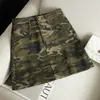 Falda corta de mezclilla camuflaje estilo americano para mujer, nueva primavera/otoño 2026 cintura alta línea A corte ajustado ropa de trabajo falda sexy