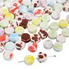 Cuentas Redondas de Cerámica Manchada de 8 mm Forma de Pastel Planas Hechas a Mano para Joyería DIY Colgante Pulsera Pulsera Cuentas Sueltas Pequeños Accesorios Material