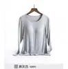 Ropa de dormir de manga larga estilo nuevo con sujetador incorporado y almohadillas en el pecho, top de otoño con cuello redondo, capa base para yoga, top para estar en casa