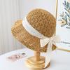 Nueva Versión Sencilla de Gorro de Punto Gorro de Cuenca Gorro de Cubo Sombrero para Adulto Mujer Primavera y Otoño Sombrero de Protección Solar Encaje Hueco con Cordones