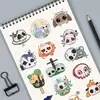 60 Piezas Pegatinas de Calavera Groovy de Halloween Dibujos Animados Graffiti DIY Teléfono Móvil Guitarra Cuaderno Pegatinas Decorativas