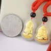 Jade con incrustaciones de oro 3D 4D Jade de Hotan con incrustaciones de oro oro Jade de Hotan llama Guanyin Buda colgante Fabricantes de jade al por mayor