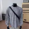 Nuevas tendencias de moda de otoño e invierno: Camisetas elegantes de manga larga para hombre, con corte relajado, diseño único y cuello redondo, perfectas como capa base