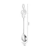 Colher de nota musical de aço inoxidável 304 transfronteiriça, colher com símbolo musical criativo, colher para sobremesa e café, colher de ninho de pássaro, colher de cabo longo para mexer