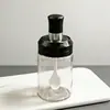 Cuchara Tapa Integrada Olla para Condimentos Vidrio Salero Olla para Condimentos Casera Olla para Azúcar MSG Aceitera Caja para Condimentos Botella de Miel