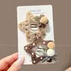 Pinza para el Cabello de Felpa Marrón Estilo Coreano con Perlas, Pinza Lateral de Gama Alta, Pinza BB para Melanina, Horquilla para Mechones Sueltos de la Frente
