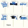 Orgulho de Você 2026 Certificado Chapéu de Formatura Conjunto de 6 Peças Topper de Bolo Parabéns Decoração para Festa Temática de Formatura