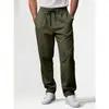 Calça longa casual masculina de algodão para primavera e outono, com cordão, estilo workwear americano, cor sólida, perna reta, versátil, para o dia a dia