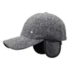 Gorras de Béisbol Casuales para Adultos Mayores Hombres de Invierno Papá y Abuelo Protector de Oídos Resistente al Viento para Exteriores Gorra de Visera Gruesa de Algodón con Forro de Lana
