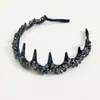 Faixa de Cabelo Ondulada Artesanal Luxuosa com Cristais para Mulheres, Faixa de Cabelo Alta com Dentes, Acessório de Cabelo Elegante