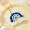 Novo Estilo Joia Pingente Chaveiro Arco-Íris Tricotado, Acessório Pingente Arco-Íris Tecido à Mão Doce e Fashion
