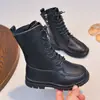 Botines cortos para niñas, nuevo modelo otoño e invierno 2026, botines estilo Martin negro británico, botines de cuero para niñas mayores y pequeñas, botines sencillos para niños