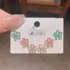Nuevos Colores de Otoño Pequeños Frescos Florales Circonita Tres Pares de Pendientes de Botón Aguja de Plata Exquisitos Luz de Lujo Sensación de Gama Alta Pendientes