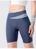Shorts deportivos casuales de bloques de color para yoga para mujer, alta elasticidad, transpirables, realzan el trasero tipo durazno, ajustados