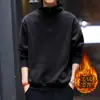 Sudadera de chenilla pesada estilo americano Grainlu con cuello alto para hombre, chaqueta tipo polo de forro polar para otoño, media cremallera para hombre