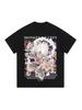 Dibujo Animado Japonés Hip-Hop Estampado Anime Marca Trendy Suelto Manga Media Top camiseta Verano Americano Lavado Pesado Agua Camiseta para Hombre y Mujer