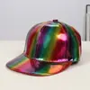 Nueva gorra de béisbol de cuero con efecto láser reflectante, estilo moderno, con degradado colorido, venta al por mayor