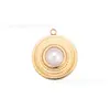 Ins Lujo Accesible Estilo Retro Acero Inoxidable Electrochapado Oro de 18K Perla de Imitación Colgante DIY Pendientes Collar Accesorios de Joyería